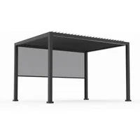 anndora Pergola 3 x 4 Meter Aluminium Pavilion + 1 Stück Seitenwand, BxTxH: 293x293x245 cm, (5-tlg), pulverbeschichtetes wetterfestes Dach - Kurbelmechanik zum Öffnen