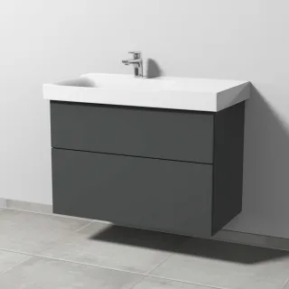 Sanipa 3way Waschtischunterbau zu Geberit Xeno2 Waschtisch mit 2 Auszügen, Anthrazit-Matt SM66222