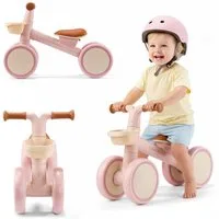 HyperMotion Kinderfahrrad HyperMotion TOBI MINI Laufrad 4-rädrig mit Korb, rosa