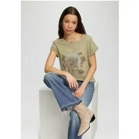 QS Kurzarmshirt T-Shirt Oversize-Shirt in gewaschener Optik mit Frontprint
