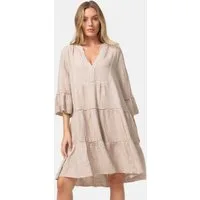 Rayshyne Sommerkleid PM39 (Leichtes Sommer Minikleid aus Musselin mit Rüschen) Musselin, Baumwolle, Rüschen, 3/4 Ärmel, Oversize