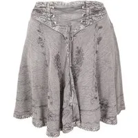 Guru-Shop Minirock Bestickter Boho Minirock - grau alternative Bekleidung