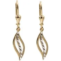 Bella Carina Paar Ohrhänger Ohrringe mit Brisur bicolor aus 585 Gold 14 Karat, 585 Gold 14 Karat