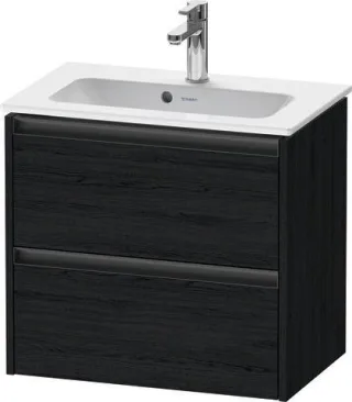 Duravit Ketho.2 Waschtischunterbau wandhängend Eiche Schwarz Matt 610x390x549 mm - K25255016160000 K25255016160000
