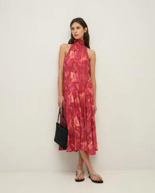 yerse - Ärmelloses Midikleid mit Allover-Muster rot/orange - Gr. - S