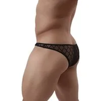 Lau-Fashion Slip Männer Unterwäsche Transparent Netz Karo Fein Muster Boxershorts M/L
