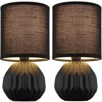 GLOBO LIGHTING Tischleuchte, Leuchtmittel nicht inklusive, Tischlampe Tischleuchte Nachttischlampe Keramik Stoff schwarz 2er Set