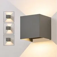 ZMH LED Wandleuchte Innen 1ER Wandlampe - Up And Down LED Außenwandleuchten 5W, Hochwertige Material, LED fest integriert, 3000k, Einstellbarer Abstrahlwinkel, Weiß/Grau