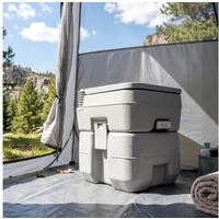 Outsunny Campingtoilette Camping-WC mit Spül- und Abwassertank, Trockentoilette Kunststoff, (Camping WC, 1-St., Mobil-WC), für Camping, Wandern, Reisen, Angeln, Grau