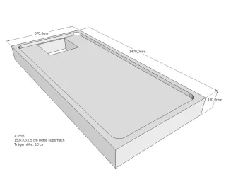 Neuesbad Wannenträger für Bette superflach 150x70x3,5 SD22782