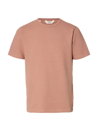 SELECTED MEN - SLMSANDER SEERSUCKER SS O-NECK TEE Rose Dawn - Gr. - M