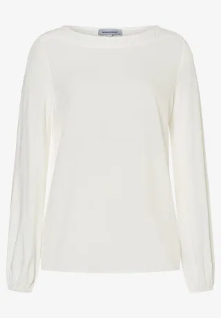 MORE & MORE - Blusenshirt in Materialmix weiß - Gr. - 36