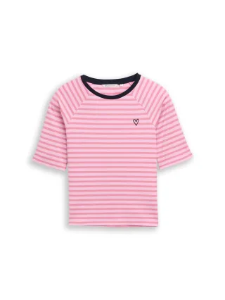 Denim Tom Tailor - T-Shirt mit Streifenmuster tonal blush rose stripe - Gr. - XS