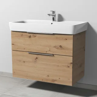 Sanipa 3way Waschtischunterbau zu Geberit Renova Plan Waschtisch mit 2 Auszügen, Eiche Natural-Touch UM87985