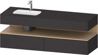 Duravit Qatego Einbauwaschtisch mit Konsolenwaschtischunterbau Graphit Supermatt 1600x500x600 mm - Q QA4795030800010
