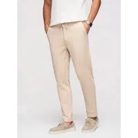 OMBRE Chinos Herren Carrot-Fit Chino mit Jacquard-Muster Beige M (kein Set, 1-tlg) Strukturiertes Gewebe, Jacquard-Finish