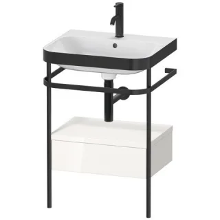 Duravit Happy D.2 Plus c-bonded Set mit Metallkonsole und Schubkasten Weiß Hochglanz 575x490x850 mm  HP4740O2222
