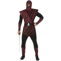 JADEO Kostüm Traditionelles Ninja Herrenkostüm schwarz-rot
