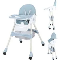 oyajia Kinderstuhl Kinderklappstuhl, Kinder-Esstuhl​, 3 in 1 Babystuhl, Kombiessstuhl (Babystuhl mit Tablett und 5-Punkt-Gurt, Fußstütze, Einfach zu Reinigen), Baby Wippe, ab 6 Monaten bis 3 Jahren