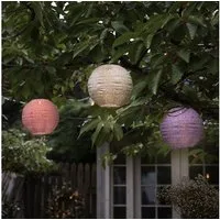 Lights4fun LED Laterne 3er Set Tyvek Solar Lampions pastell