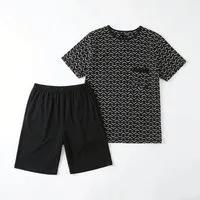 GIANVAGLIA Pyjama Herren Pyjama Set Shorty Schlafanzug Baumwolle Zweiteilig (2 tlg., Hose und T-Shirt) 90% Baumwolle, zweiteilig, elastischer Bund, atmungsaktiv, M-3XL