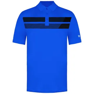 Island Green Herren-Golf-Poloshirt mit asymmetrischem Print, Blau
