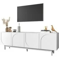 Merax Lowboard mit 4 Türen und verstellbaren Einlegeböden, TV-Schrank Scandi,TV-Board,Fernsehtisch,TV-Ständer