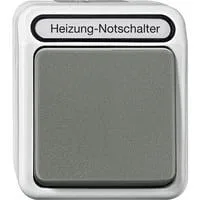 Heizungs-Notschalter, einpolig, beleuchtet, Aufputz, Schaltertyp Wechselschalter, IP44 hellgrau, Retail