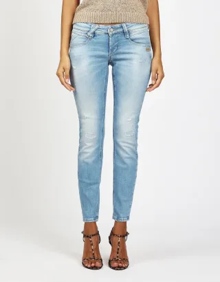 GANG Damen Jeans 94NENA CROPPED - skinny fit Jeans light destroy blue