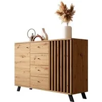 Newroom Sideboard Wildeiche 118 cm, Wildeiche Sideboard Modern Wandpaneel Vintage Highboard Anrichte