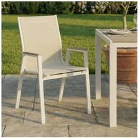 IDIMEX Gartenstuhl MONDELLO (6 St), Terrassenstühle 6er Set mit Armlehnen aus WPC Weiß/Beige