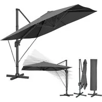 SONGMICS Sonnenschirm, LxB: 290,00x290,00 cm, UPF 50+, 360° drehbar, mit Ständer, Befestigungsgurten