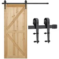 Yaheetech Schiebetür Schiebetürsystem 183/200/244 cm, Schiebetürbeschlag Set Laufschienen für Schiebetür