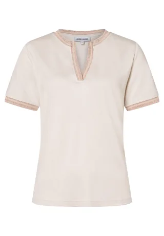 MORE & MORE - Shirt mit Glanzkante beige/weiß - Gr. - 36