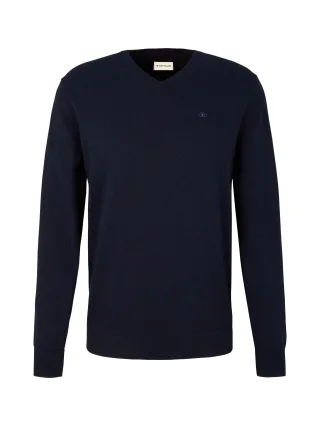 Tom Tailor - Basic Strickpullover knitted navy melange - Gr. - XXXL