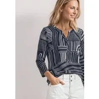 STREET ONE 3/4-Arm-Shirt Sommershirt mit Split Neck und Print