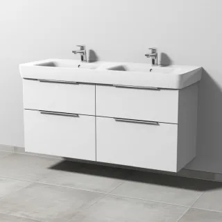Sanipa 3way Waschtischunterbau zu Geberit Renova Plan Waschtisch mit 4 Auszügen, Weiß-Soft UM88243