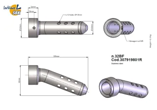 LeoVince DB-Eater No.32 BF - modifiziert - Außendurchmesser 52mm / Auslass 35mm, Ende geschlossen