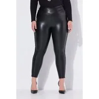MIAMODA Leggings Leggings Skinny Fit Lederoptik Schmucksteine