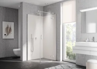 Kermi Schwingtür Liga SNR 0780x2000 GAK: 755-780, silber hochglanz ESG klar mit KermiClean LISNR07820VPK