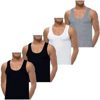 LOREZA Unterhemd 4er Set Unterhemden Feinripp extralong - Basics - Bunt (Spar-Packung, 4-St., 4er Pack)