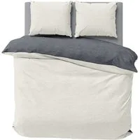 One Home Bettwäsche Wende Melange, Flanell, 3 teilig, meliert, Baumwolle kuschelig warm weich Biber Winter