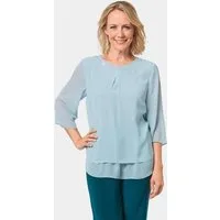 GOLDNER Kurzarmbluse Kurzgröße: Luftige Chiffonbluse mit Pailletten