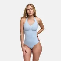 cfab (creamy fabrics) Shaping-Body Neckholder Shapewear mit String-Baby Blue-2XL (1-tlg)