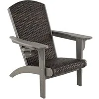 COSTWAY Gartenstuhl (1 St), Adirondack Stuhl aus HDPE, Rattan, gepolstert