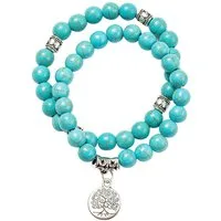 Firetti Armband Set Schmuck Geschenk Armschmuck Armkette Edelstein Lebensbaum, Onesize (Set, 2-tlg), Made in Germany - mit Türkis (behandelt)