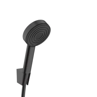 hansgrohe Pulsify S Duschkopfhalterungset 24307670 105mm, 1 Strahlart wassersparend+ mit Duschschlauch 125 cm, schwarz matt