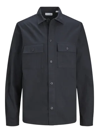 JACK&JONES - JJEVENICE LINEN BLEND OVERSHIRT LS SN black - Gr. - XL