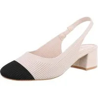 Ital-Design Bequemer Slingback-Pump für stilbewusste Frauen Schnürpumps (89092262) Blockabsatz Pumps in Beige