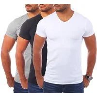 Young & Rich T-Shirt Herren Uni Basic V-neck V-Ausschnitt Unterziehshirt 1700 V-Ausschnitt unifarben kurzarm slim fit